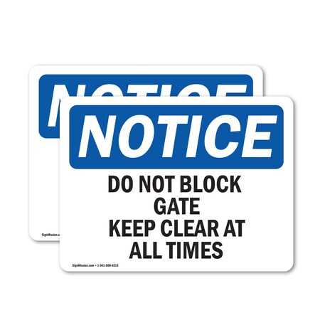 Signmission Do Not Block Gate Keep Clear At All Times, 5 in W x Rectangle, Vinyl Decal OS-2PACK-NS-D-35-L-11080